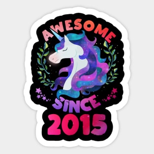 Cute Awesome Unicorn Since 2015 Funny Gift Sticker